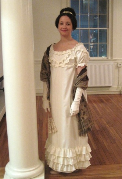 The re-made 1819 dress, with ruffles!