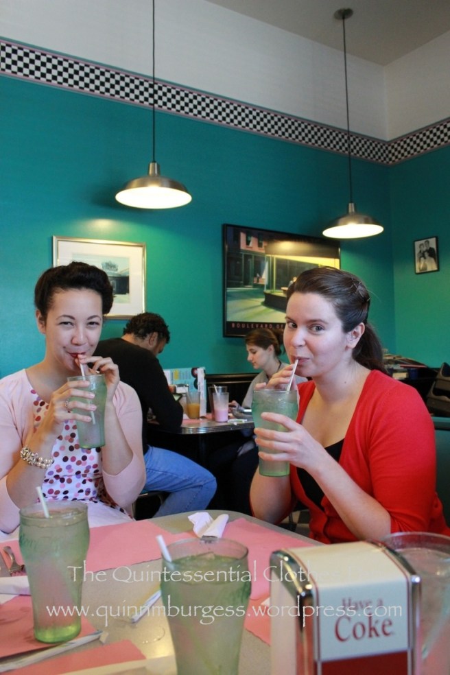 I rather loved the aqua and pink color scheme, which included the aqua/green coke water glasses.